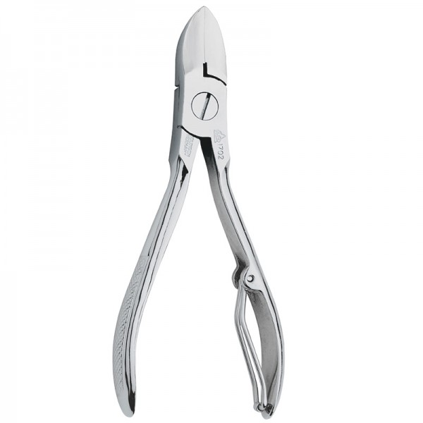 Becker Manicure Erbe Nagelzange, vernickelt - karierte Schenkel, Drahtfeder (10,5 cm)